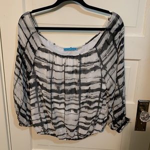 Alice and Olivia 100% Silk Off the Shoulder Long Sleeve Blouse Shirt Top Sz S